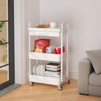 3-Tier Rolling Utility Cart with Drawer, Multifunctional Storage Organizer with Plastic Shelf & Metal Wheels, alternate view