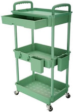 3 Tier Rolling Utility Cart with Drawer, Rolling Storage Cart, Storage Cart for Kitchen, Bathroom, Living Room