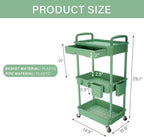3 Tier Rolling Utility Cart with Drawer, Rolling Storage Cart, Storage Cart for Kitchen, Bathroom, Living Room, alternate