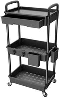 3 Tier Rolling Utility Cart with Drawer, Utility Cart Made of Multifunctional Storage Organizer Tool for