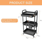 3 Tier Rolling Utility Cart with Drawer, Utility Cart Made of Multifunctional Storage Organizer Tool for, alternate view 3