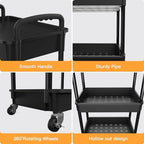 3 Tier Rolling Utility Cart with Drawer, Utility Cart Made of Multifunctional Storage Organizer Tool for, alternate view 4