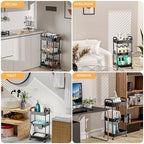 3 Tier Rolling Utility Cart with Drawer, Utility Cart Made of Multifunctional Storage Organizer Tool for, alternate view 6