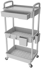 3 Tier Rolling Utility Cart with Drawer, Utility Cart Made of Multifunctional Storage Organizer Tool for