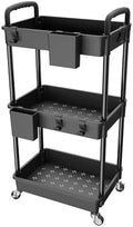3 Tier Rolling Utility Cart with Handle, Utility Cart Made of Multifunctional Storage Organizer Tool for