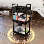3 Tier Rolling Utility Cart with Handle, Utility Cart Made of Multifunctional Storage Organizer Tool for, alternate view 2