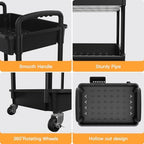 3 Tier Rolling Utility Cart with Handle, Utility Cart Made of Multifunctional Storage Organizer Tool for, alternate view 4
