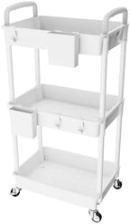 3 Tier Rolling Utility Cart with Handle, Utility Cart Made of Multifunctional Storage Organizer Tool for