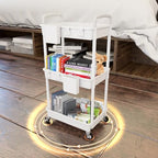 3 Tier Rolling Utility Cart with Handle, Utility Cart Made of Multifunctional Storage Organizer Tool for, alternate view 2