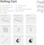 3 Tier Rolling Utility Cart with Handle, Utility Cart Made of Multifunctional Storage Organizer Tool for, alternate view 5