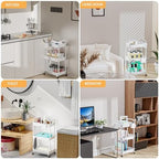 3 Tier Rolling Utility Cart with Handle, Utility Cart Made of Multifunctional Storage Organizer Tool for, alternate view 6