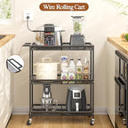 3 Tier Rolling Utility Kitchen Cart, Heavy Duty Wire Rolling Cart on Wheels, Commercial Metal Serving Carts with, alternate