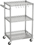 3 Tier Rolling Utility Metal Carts with Wheels Heavy Duty Cart 750Lbs