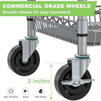 3 Tier Rolling Utility Metal Carts with Wheels Heavy Duty Cart 750Lbs, alternate view 4