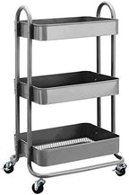 3-Tier Rolling Utility or Kitchen Cart, Lockable Wheels, Multifunctional Storage, Mobile Shelving Unit, Metal
