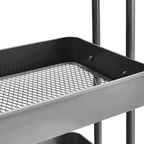 3-Tier Rolling Utility or Kitchen Cart, Lockable Wheels, Multifunctional Storage, Mobile Shelving Unit, Metal, alternate view