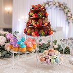 3 Tier Rotating Cupcake Stand, 360° Acrylic Dessert Display Stand, Clear Round Tiered Cake Holder Serving Tray