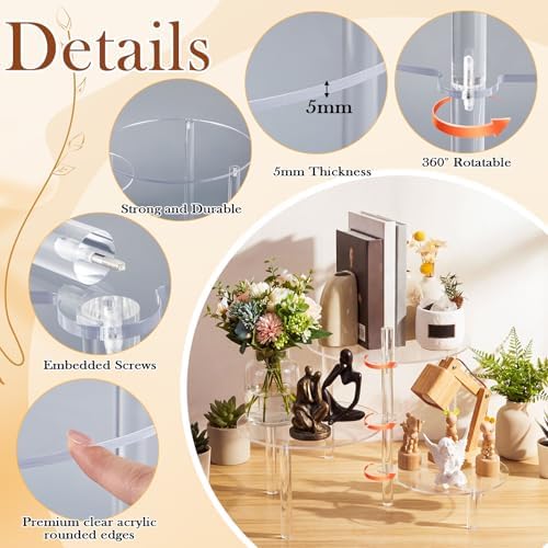 3 Tier Rotating Cupcake Stand, 360° Acrylic Dessert Display Stand, Clear Round Tiered Cake Holder Serving Tray, alternate