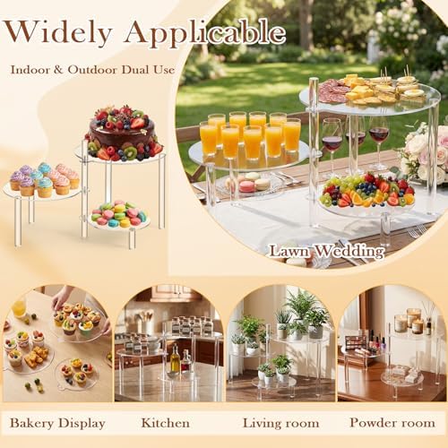 3 Tier Rotating Cupcake Stand, 360° Acrylic Dessert Display Stand, Clear Round Tiered Cake Holder Serving Tray, alternate