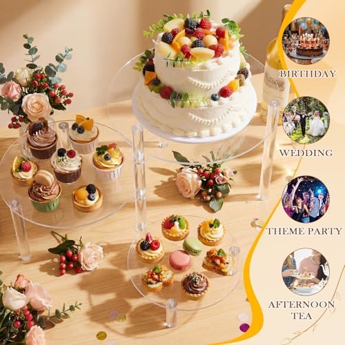 3 Tier Rotating Cupcake Stand, 360° Acrylic Dessert Display Stand, Clear Round Tiered Cake Holder Serving Tray, alternate