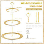 3 Tier Round Ceramic Cupcake Stand Gold Rim White Serving Tray in White, Gold, alternate view 4