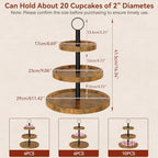 3 Tier Round Cupcake Display Stand, Wood Cake Stand, TLJ029H in Brown, alternate view 3