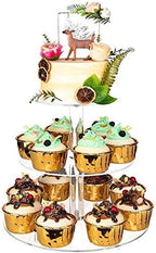 3 Tier Round Cupcake Stand, Acrylic Cake stand, Cupcake Tower Stand, Premium Cupcake Holder For 23 Cupcakes