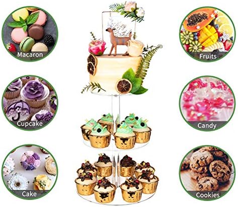 3 Tier Round Cupcake Stand, Acrylic Cake stand, Cupcake Tower Stand, Premium Cupcake Holder For 23 Cupcakes, alternate view 6