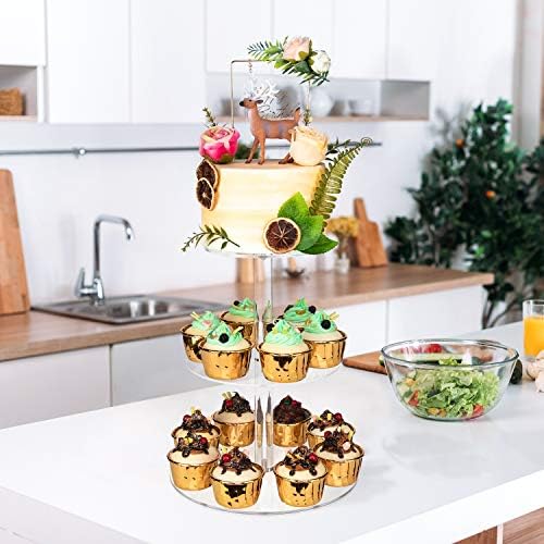 3 Tier Round Cupcake Stand, Acrylic Cake stand, Cupcake Tower Stand, Premium Cupcake Holder For 23 Cupcakes, alternate view 7