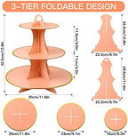 3-Tier Round Cupcake Stand, Cardboard Cupcake Tower, Dessert Cup Cake Stand Tower for Birthday Wedding Party, alternate view