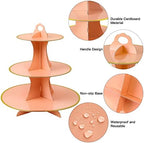 3-Tier Round Cupcake Stand, Cardboard Cupcake Tower, Dessert Cup Cake Stand Tower for Birthday Wedding Party, alternate view