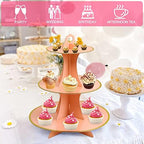 3-Tier Round Cupcake Stand, Cardboard Cupcake Tower, Dessert Cup Cake Stand Tower for Birthday Wedding Party, alternate view