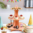 3-Tier Round Cupcake Stand, Cardboard Cupcake Tower, Dessert Cup Cake Stand Tower for Birthday Wedding Party, alternate view