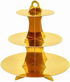 3-Tier Round Cupcake Stand, Cardboard Cupcake Tower, Dessert Cup Cake Stand Tower for Birthday Wedding Party