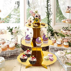 3-Tier Round Cupcake Stand, Cardboard Cupcake Tower, Dessert Cup Cake Stand Tower for Birthday Wedding Party, alternate view