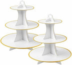 3-Tier Round Cupcake Stand, Cardboard Cupcake Tower, Dessert Cup Cake Stand Tower for Birthday Wedding Party
