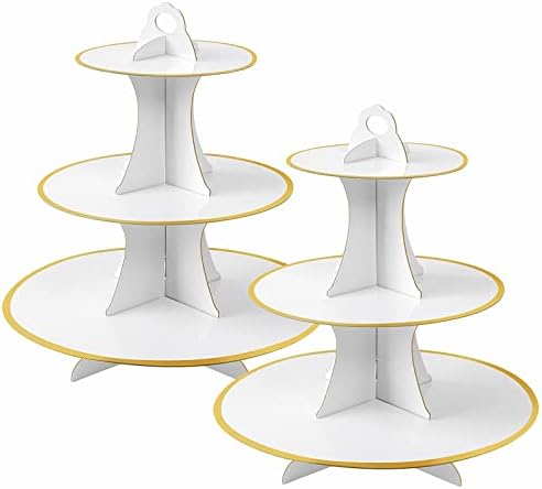 3-Tier Round Cupcake Stand, Cardboard Cupcake Tower, Dessert Cup Cake Stand Tower for Birthday Wedding Party