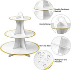 3-Tier Round Cupcake Stand, Cardboard Cupcake Tower, Dessert Cup Cake Stand Tower for Birthday Wedding Party, alternate view