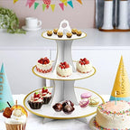 3-Tier Round Cupcake Stand, Cardboard Cupcake Tower, Dessert Cup Cake Stand Tower for Birthday Wedding Party, alternate view