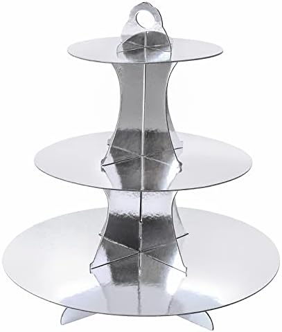 3-Tier Round Cupcake Stand, Cardboard Cupcake Tower, Dessert Cup Cake Stand Tower for Birthday Wedding Party