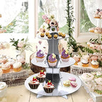 3-Tier Round Cupcake Stand, Cardboard Cupcake Tower, Dessert Cup Cake Stand Tower for Birthday Wedding Party, alternate view