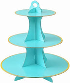 3-Tier Round Cupcake Stand, Cardboard Cupcake Tower, Dessert Cup Cake Stand Tower for Birthday Wedding Party