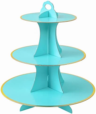 3-Tier Round Cupcake Stand, Cardboard Cupcake Tower, Dessert Cup Cake Stand Tower for Birthday Wedding Party