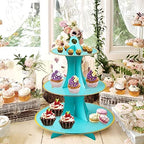 3-Tier Round Cupcake Stand, Cardboard Cupcake Tower, Dessert Cup Cake Stand Tower for Birthday Wedding Party, alternate view