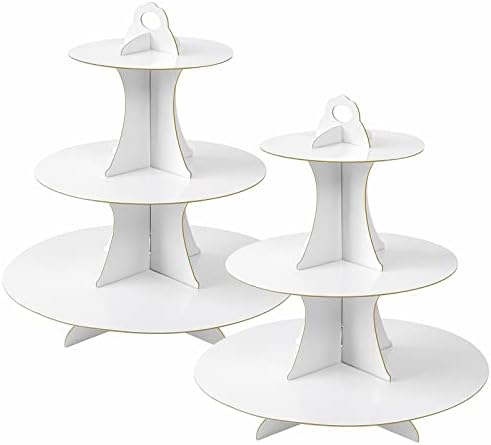 3-Tier Round Cupcake Stand, Cardboard Cupcake Tower, Dessert Cup Cake Stand Tower for Birthday Wedding Party