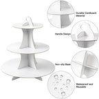 3-Tier Round Cupcake Stand, Cardboard Cupcake Tower, Dessert Cup Cake Stand Tower for Birthday Wedding Party, alternate view