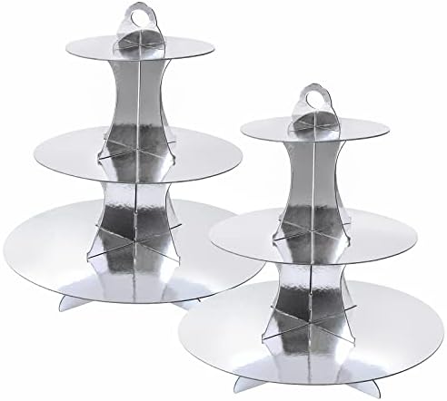 3-Tier Round Cupcake Stand, Cardboard Cupcake Tower, Dessert Cup Cake Stand Tower for Birthday Wedding Party