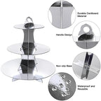 3-Tier Round Cupcake Stand, Cardboard Cupcake Tower, Dessert Cup Cake Stand Tower for Birthday Wedding Party, alternate view