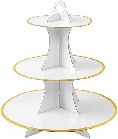 3-Tier Round Cupcake Stand, Cardboard Cupcake Tower, Dessert Cup Cake Stand Tower for Birthday Wedding Party