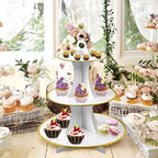 3-Tier Round Cupcake Stand, Cardboard Cupcake Tower, Dessert Cup Cake Stand Tower for Birthday Wedding Party, alternate view